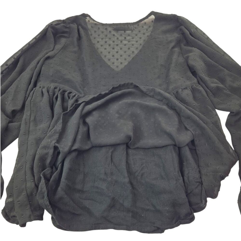 Urban Outfitters | Black, Textured, Peasant Blouse | Size Small - Picture 5 of 5